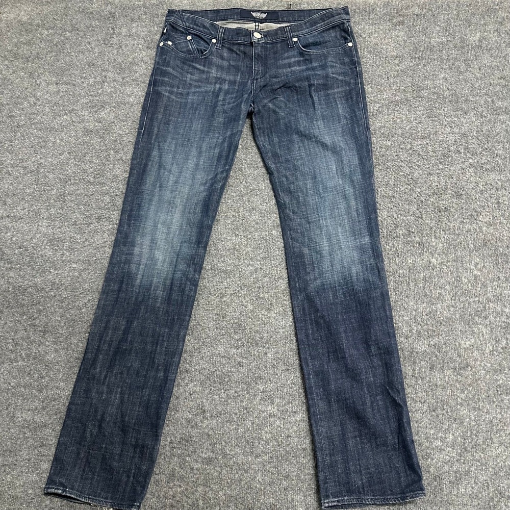 Rock & Republic Jeans Womens Size 34 Blue Stella Straight Leg Stretch Dark Wash